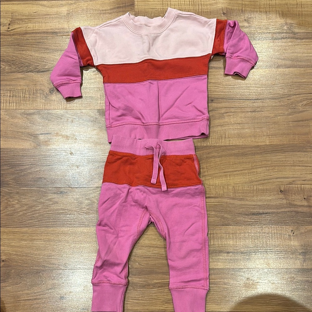 Pink and Red Colorblock Kids' Tracksuit